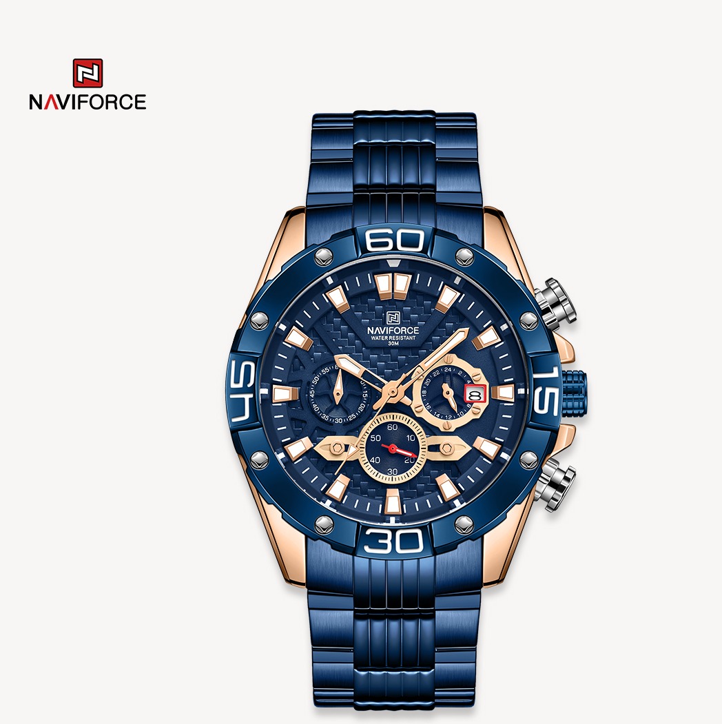 ساعت مچی مردانه استیل مدل Naviforce 8019 آبی
