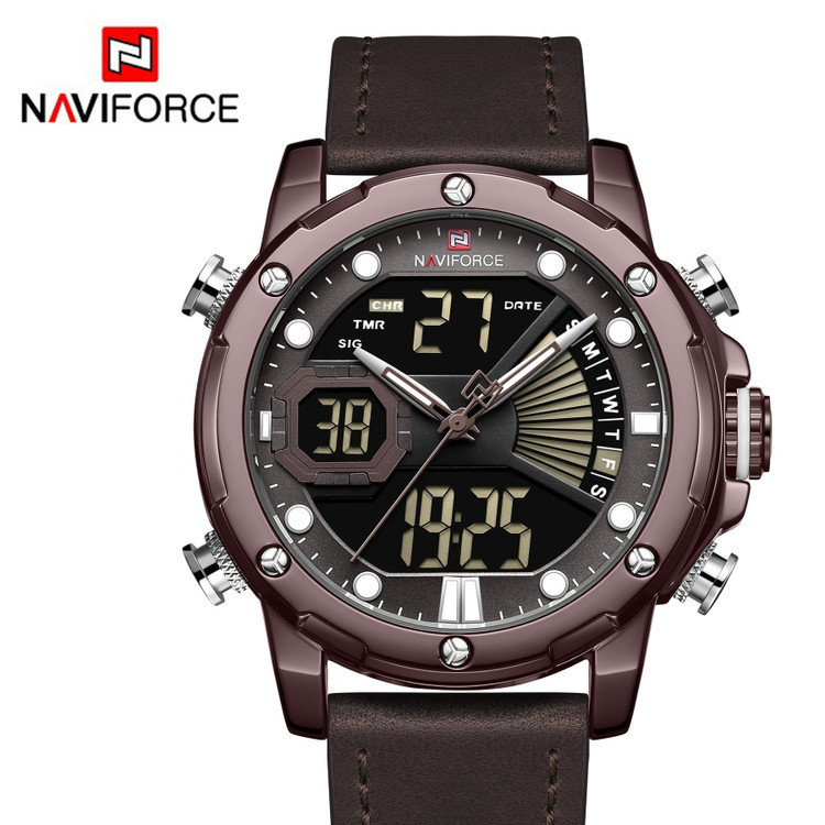ساعت مچی مردانه نیوی فورس چرمی مدل Naviforce 9172 کافی