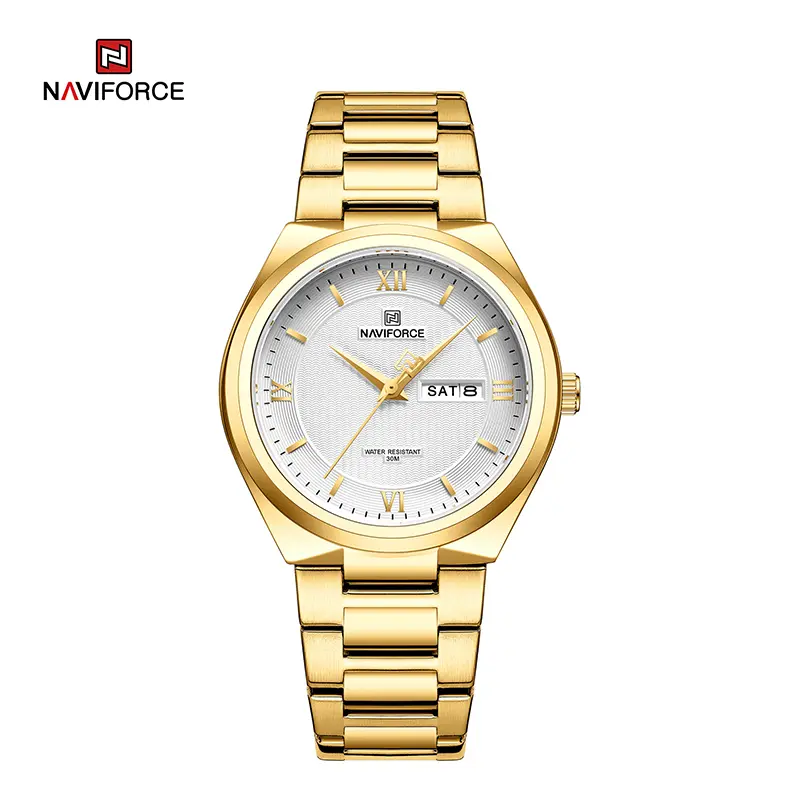 ساعت مچی مردانه مدل naviforce 8030 طلایی