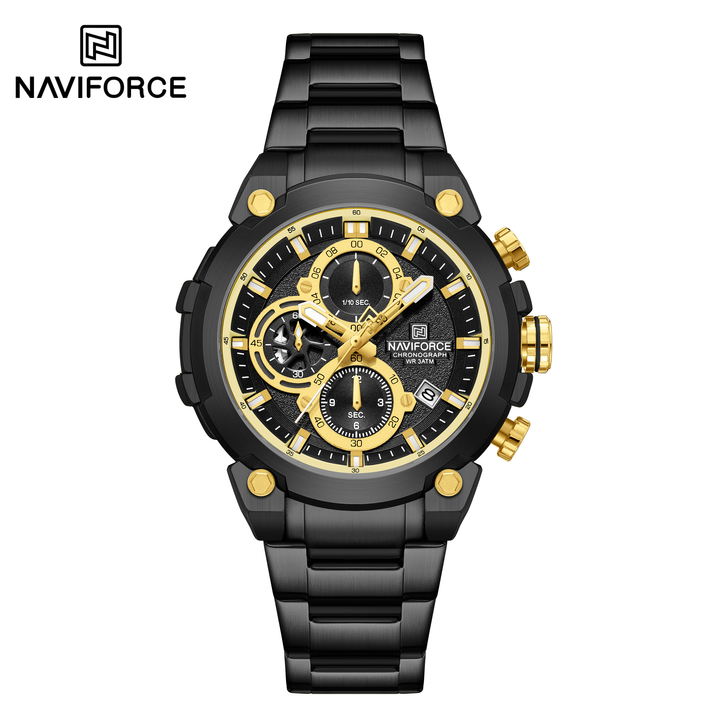 ساعت مچی مردانه نیوی فورس مدل NAVIFORCE 8071 مشکی طلایی
