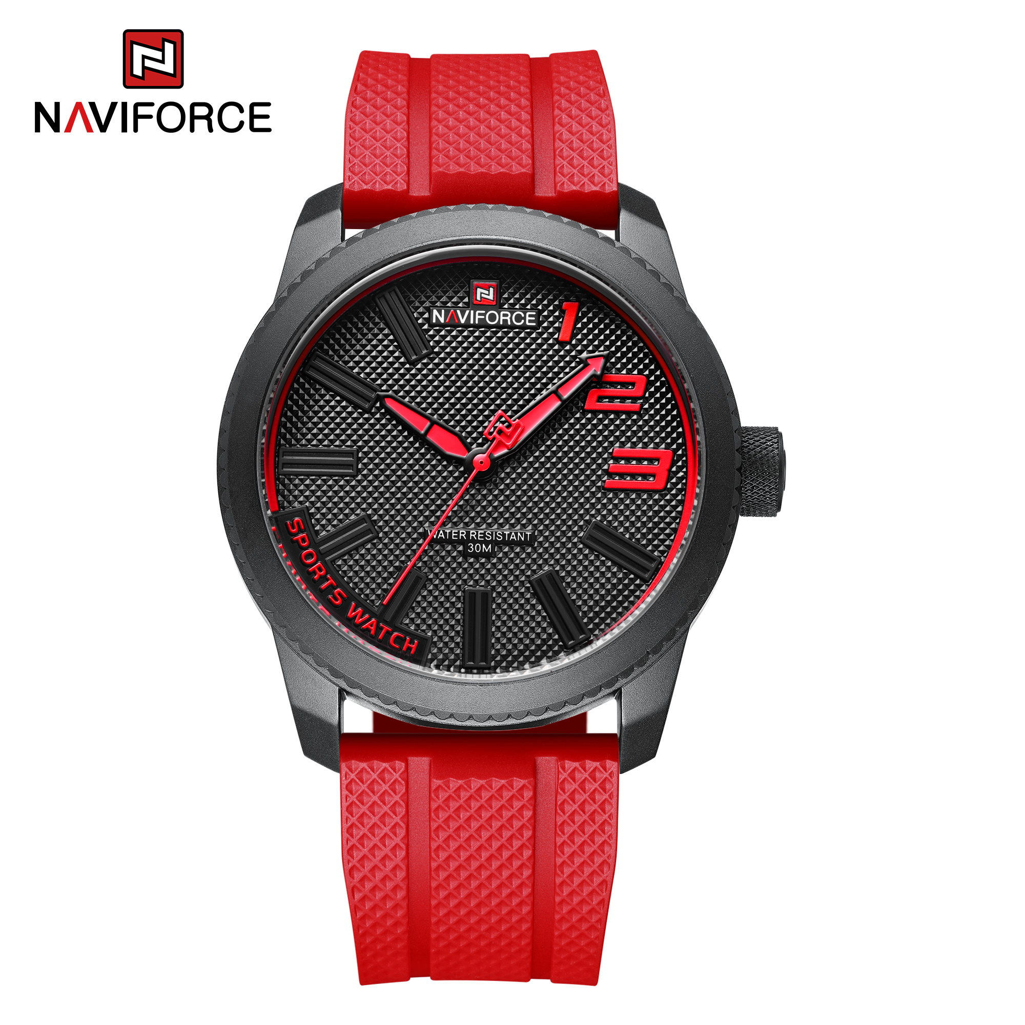 ساعت مچی مردانه سیلیکونی نیوی فورس مدل naviforce 9202 قرمز
