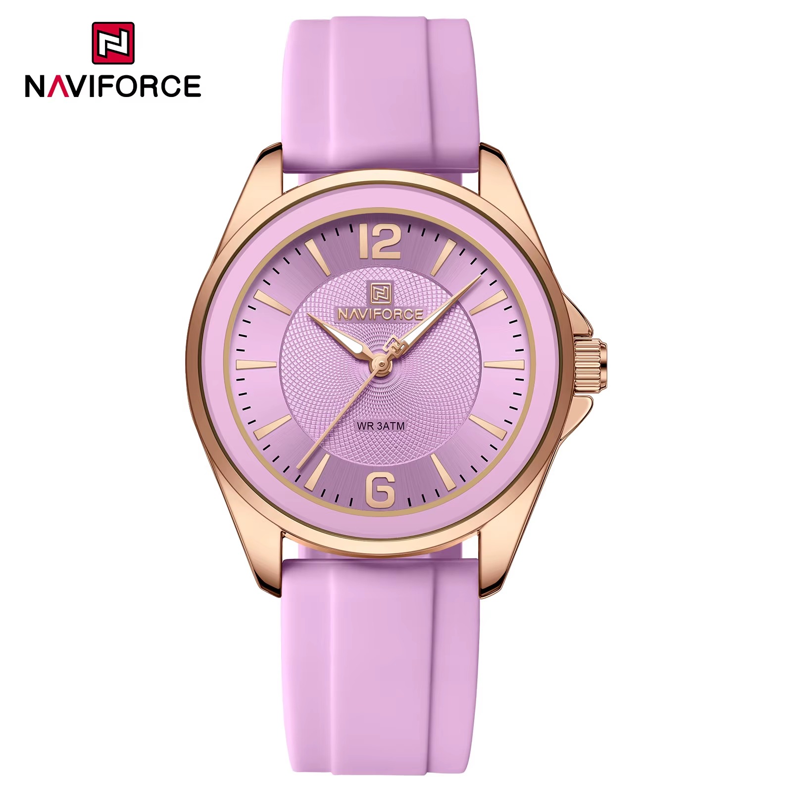 ساعت مچی زنانه نیوی فورس مدل NAVIFORCE 5068 بنفش رزگلد