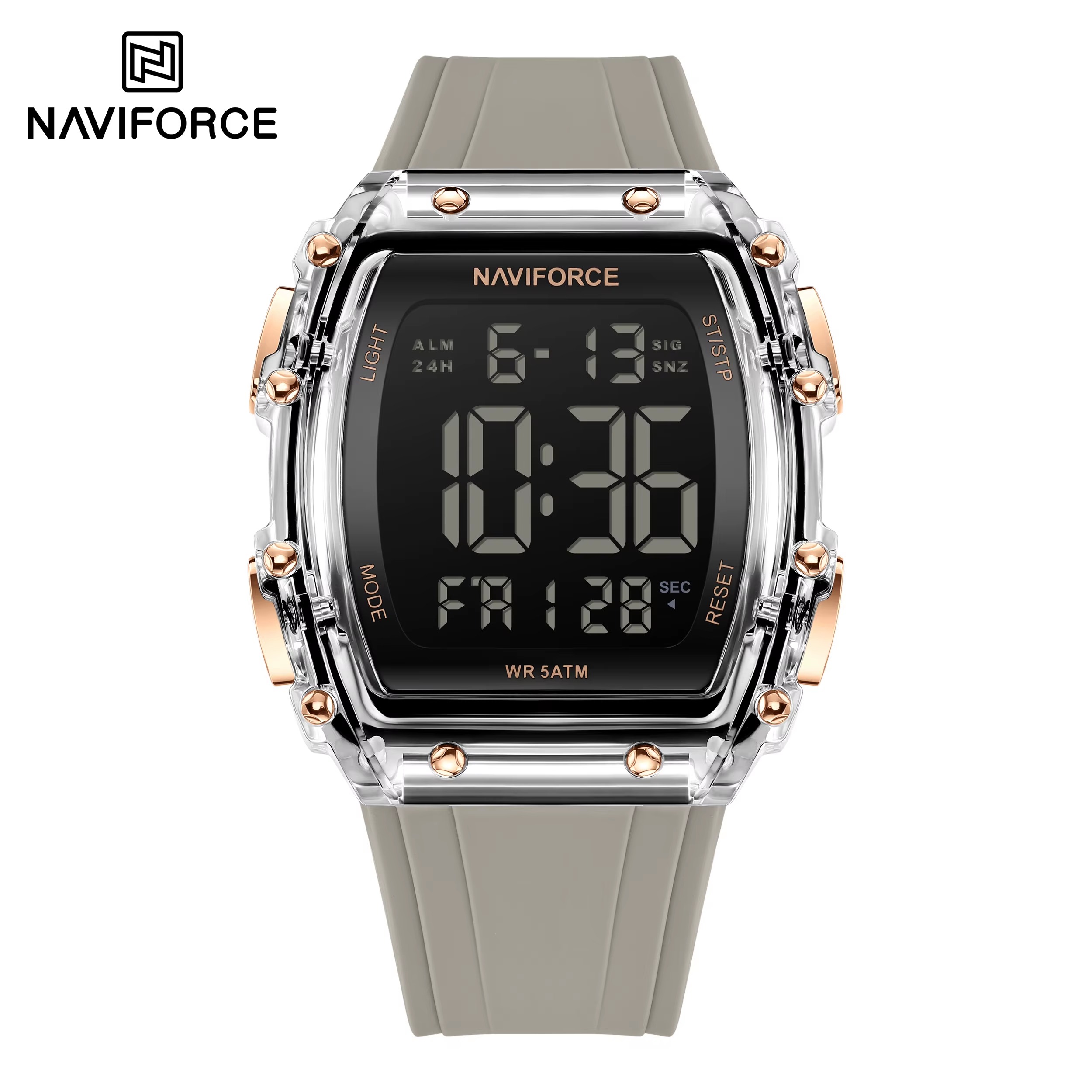 ساعت مچی مردانه نیوی فورس مدل NAVIFORCE 6107 خاکستری کم رنگ