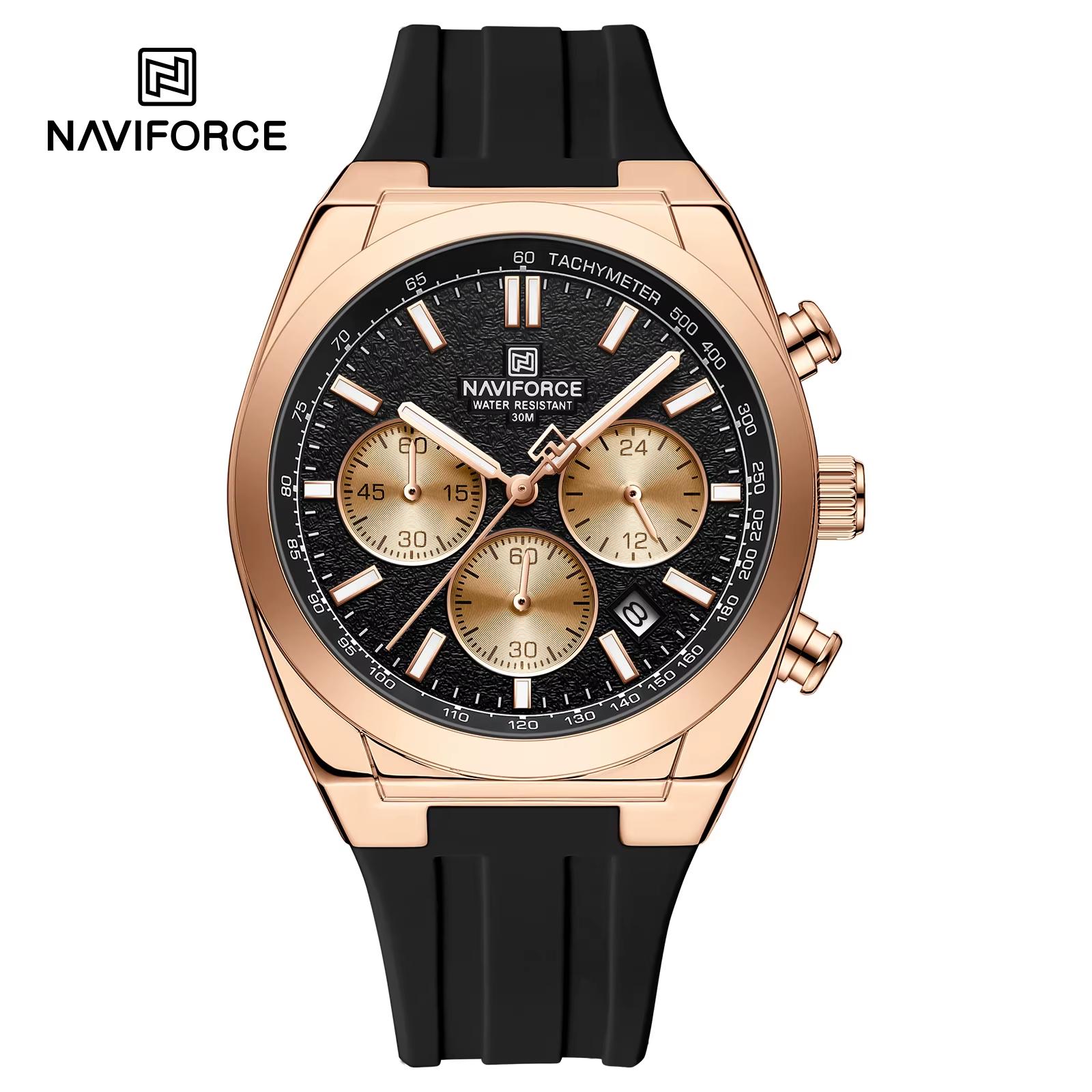 ساعت مچی مردانه NAVIFORCE 8080 مشکی رزگلد
