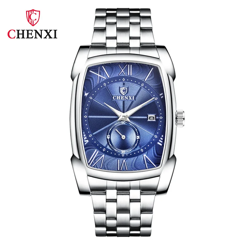 ساعت مچی مردانه چنکسی مدل CHENXI 8209 نقره ای آبی استیل