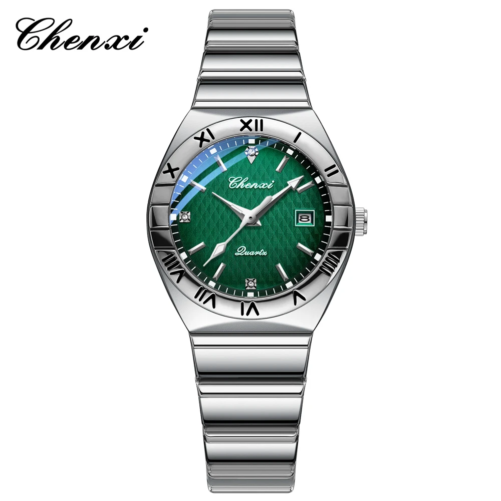 ساعت مچی زنانه چنکسی مدل CHENXI 640 نقره ای سبز