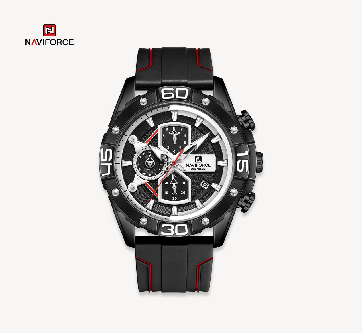 ساعت مچی مردانه نیوی فورس سیلیکون مدل NAVIFORCE 8018 تمام مشکی