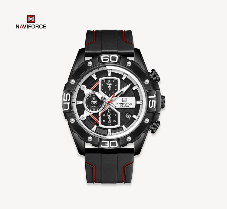 ساعت مچی مردانه نیوی فورس سیلیکون مدل NAVIFORCE 8018 تمام مشکی
