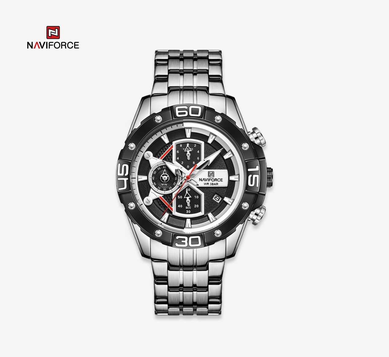 ساعت مچی مردانه نیوی فورس استیل مدل NAVIFORCE 8018 نقره ای