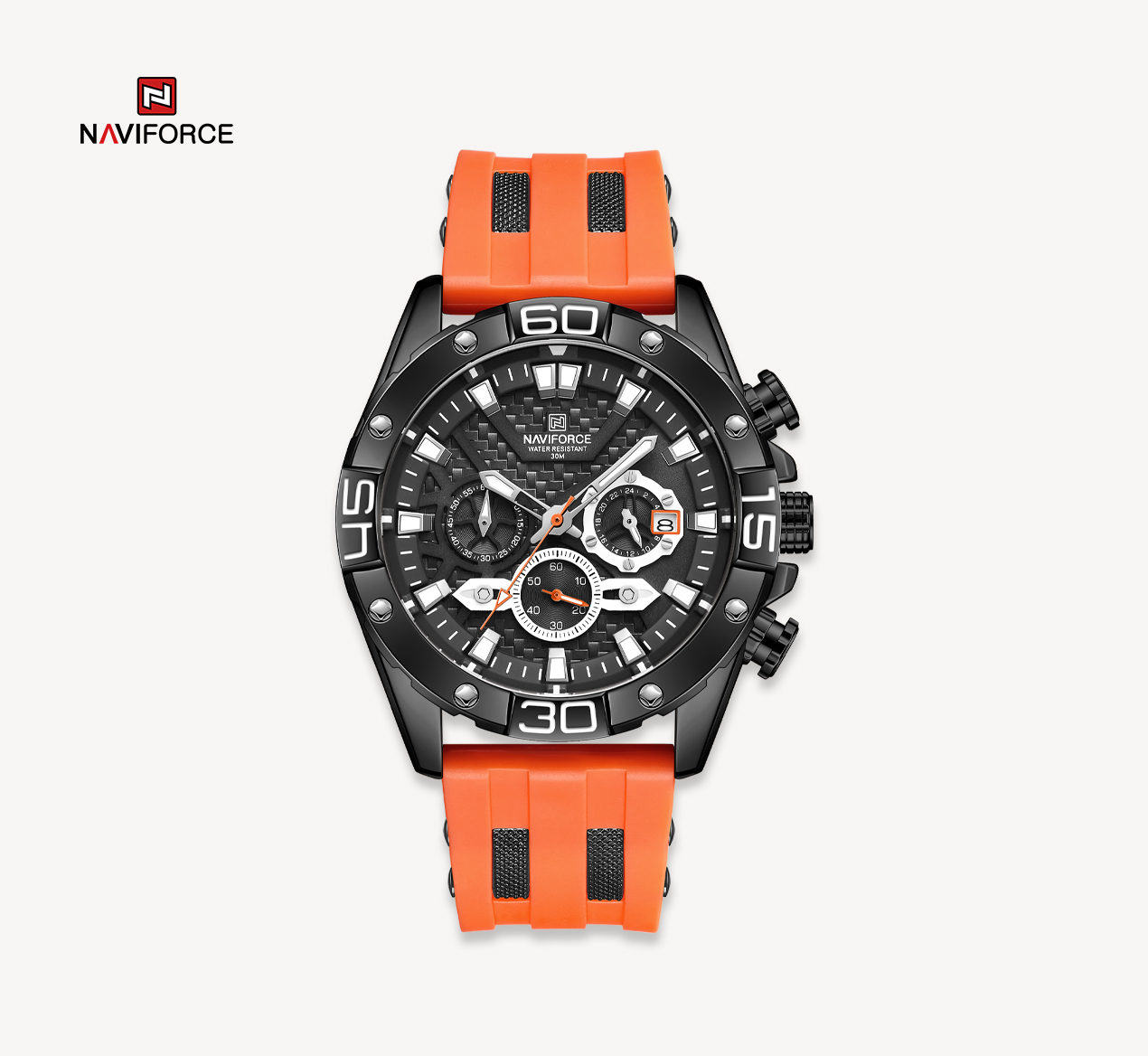 ساعت مچی مردانه نیوی فورس سیلیکونی مدل Naviforce 8019 نارنجی
