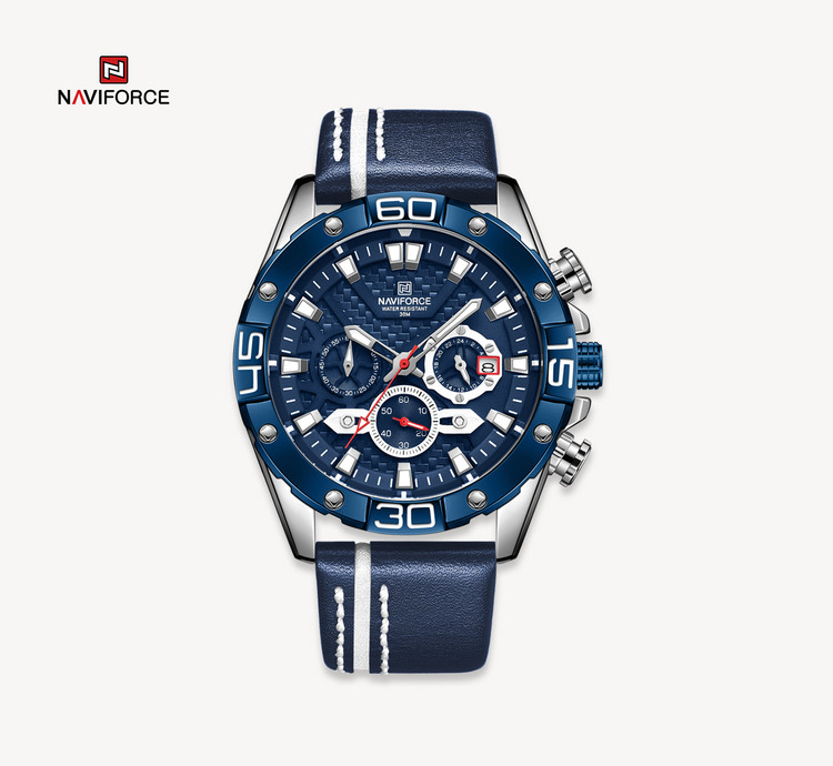 ساعت چرمی مردانه نیوی فورس مدل Naviforce 8019 آبی