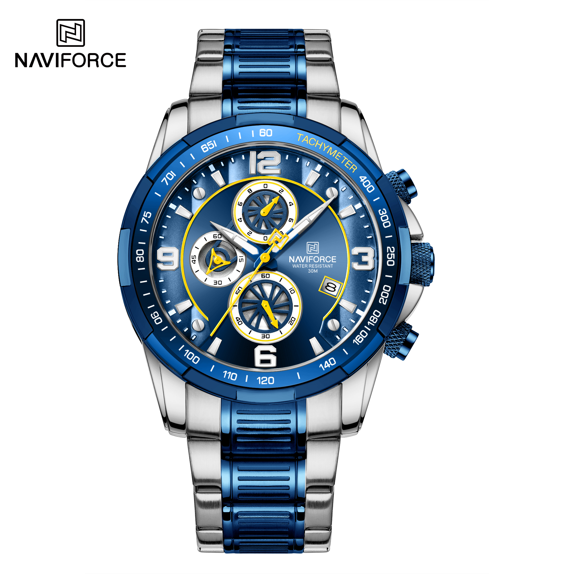 ساعت مچی مردانه نیوی فورس استیل مدل NAVIFORCE 8020 نقره ای آبی