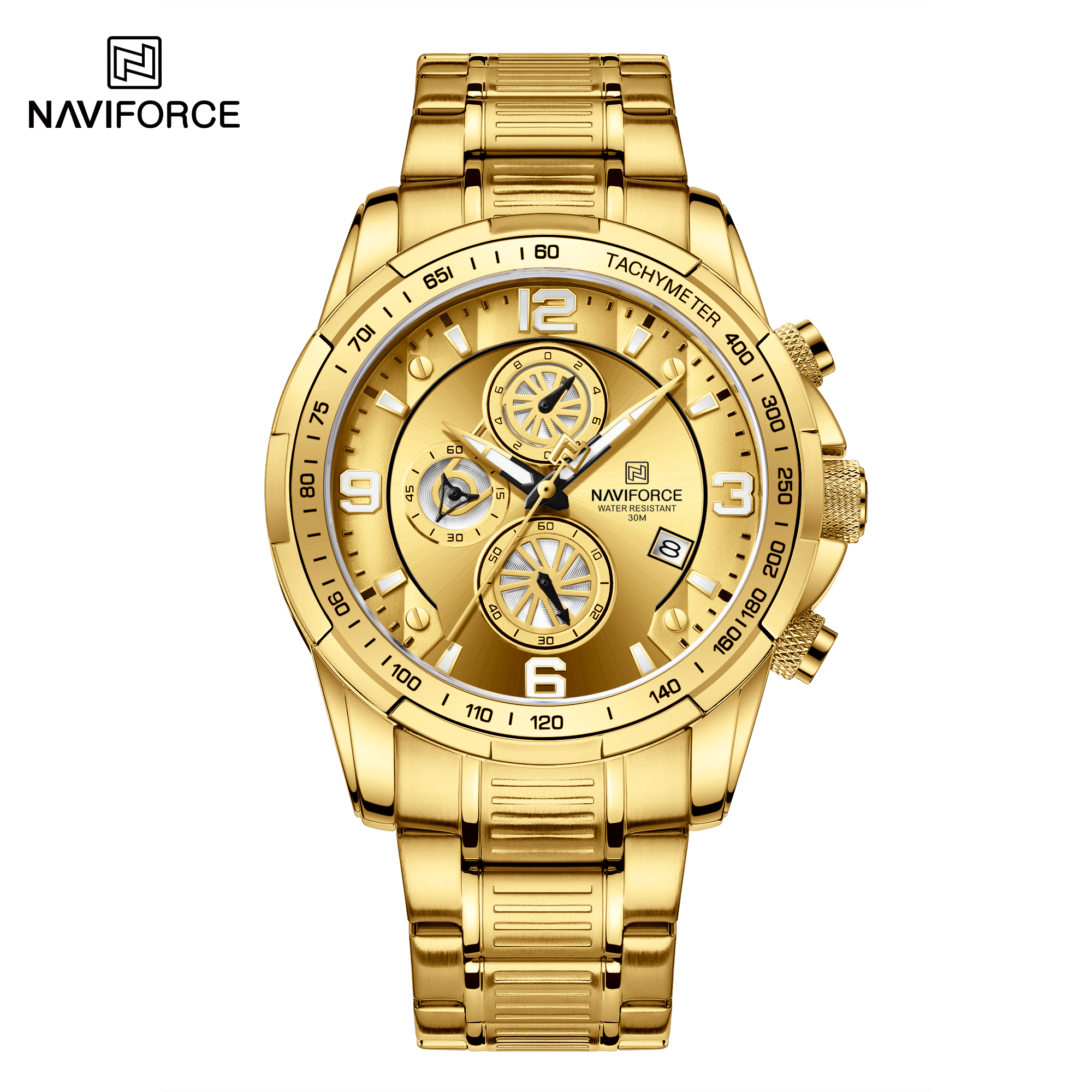 ساعت مچی مردانه نیوی فورس استیل مدل NAVIFORCE 8020 طلایی