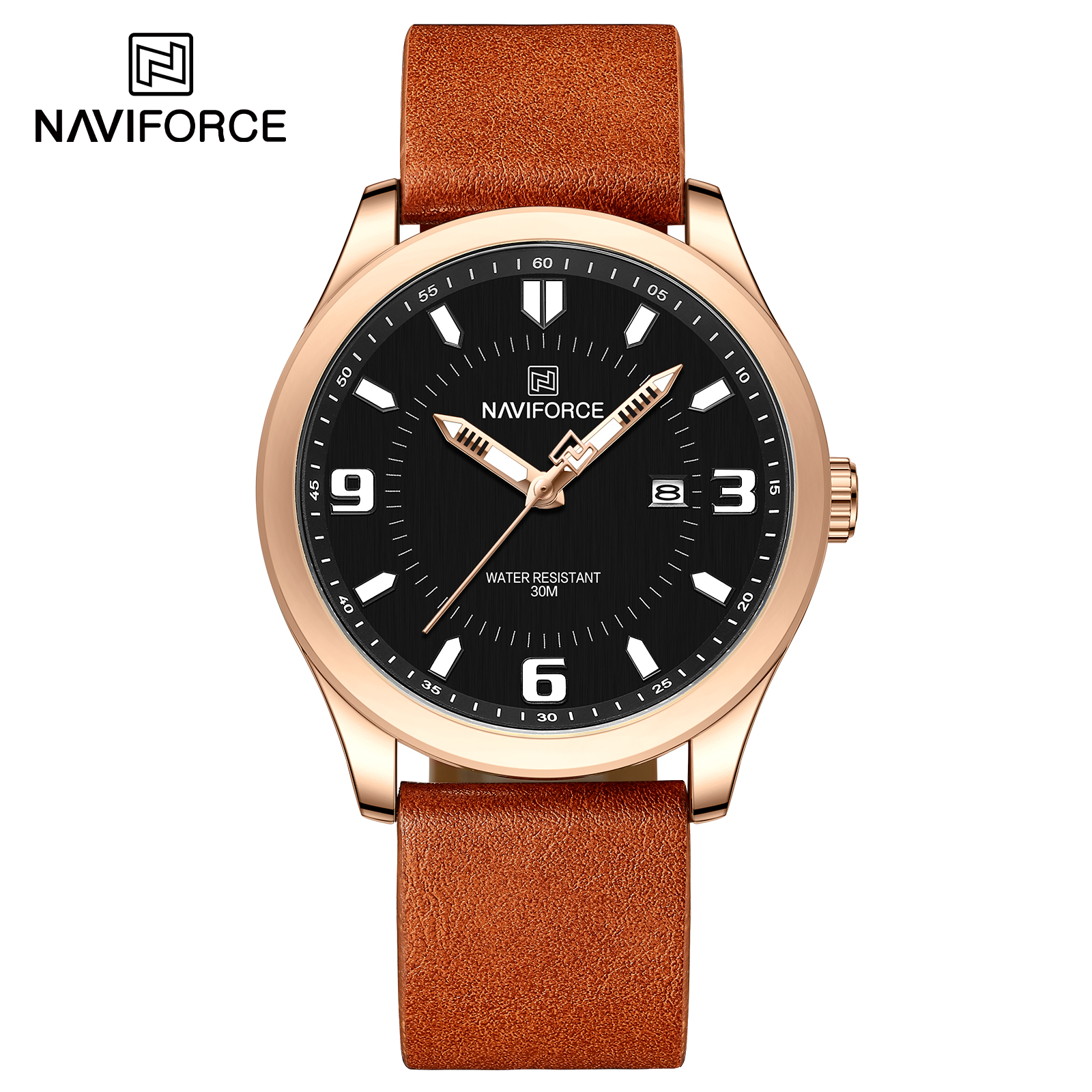 ساعت مچی مردانه نیوی فورس مدل NAVIFORCE 8024 رزگلد مشکی