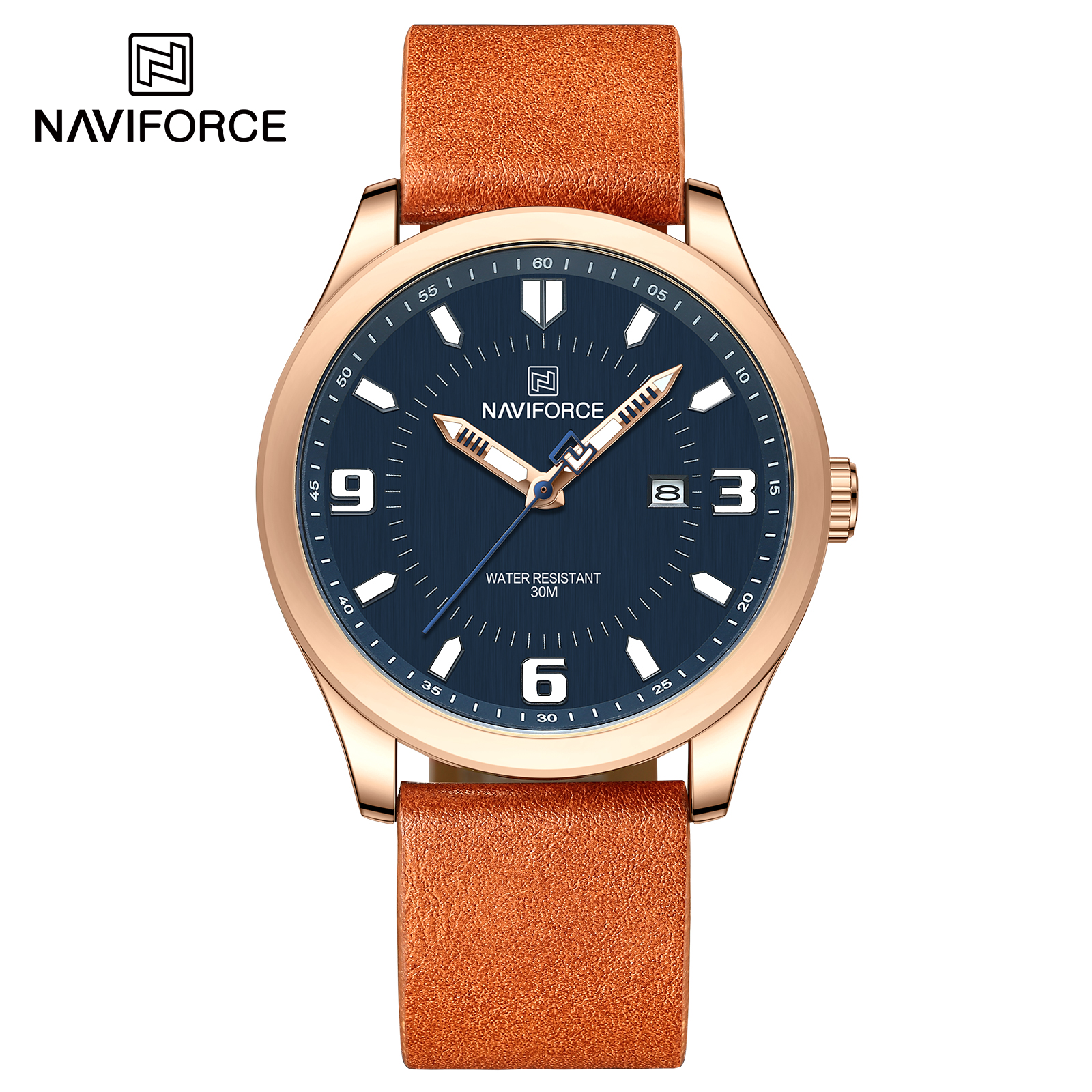 ساعت مچی مردانه نیوی فورس مدل NAVIFORCE 8024 رزگلد آبی
