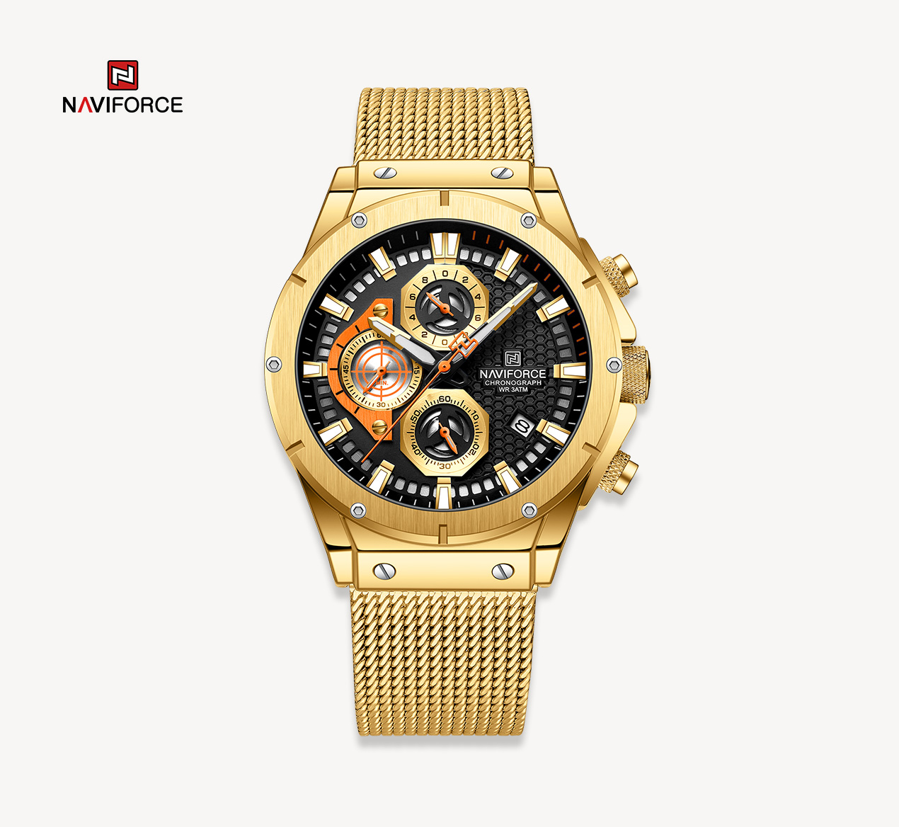 ساعت مچی مردانه نیوی فورس استیل مدل Naviforce 8027 طلایی مشکی