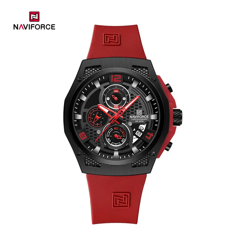 ساعت مچی مردانه نیوی فورس سیلیکونی مدل NAVIFORCE 8051 قرمز