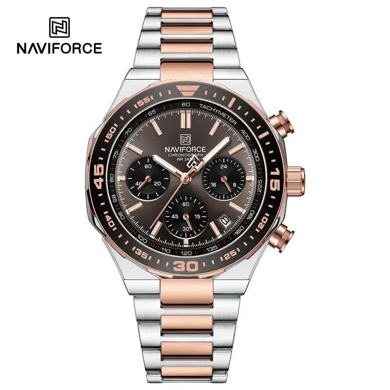 ساعت مچی مردانه نیوی فورس مدل NAVIFORCE 8049 رزگلد نقره ای