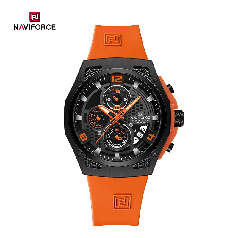 ساعت مچی مردانه نیوی فورس سیلیکونی مدل NAVIFORCE 8051 نارنجی