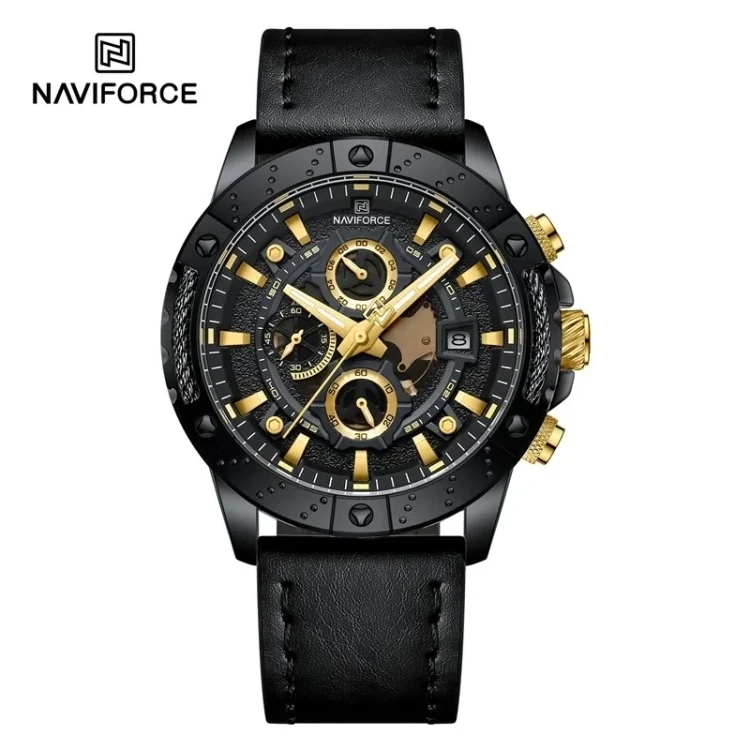 ساعت مچی مردانه نیوی فورس مدل NAVIFORCE 8055 مشکی طلایی