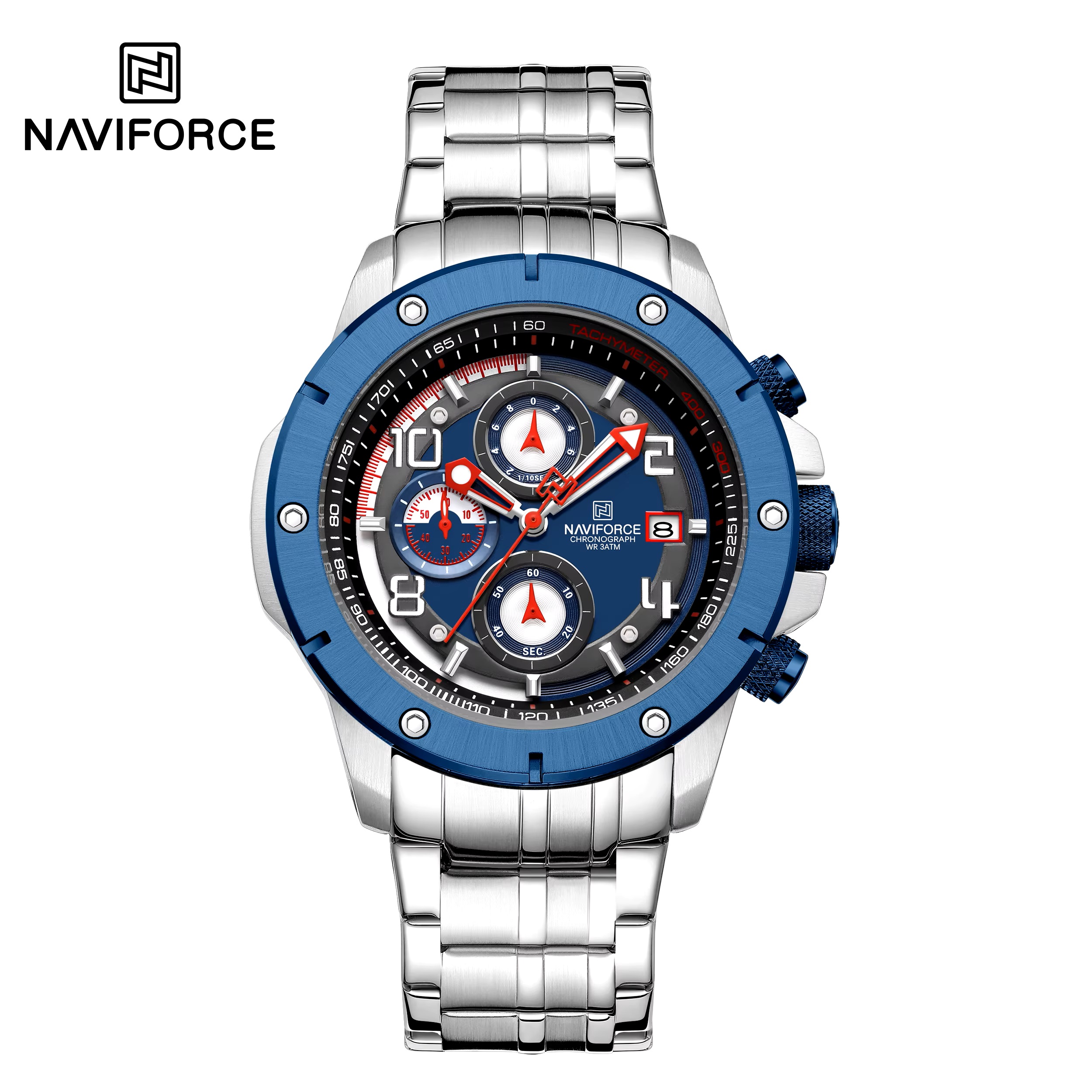 ساعت مچی مردانه نیوی فورس مدل NAVIFORCE 8056 نقره ای آبی