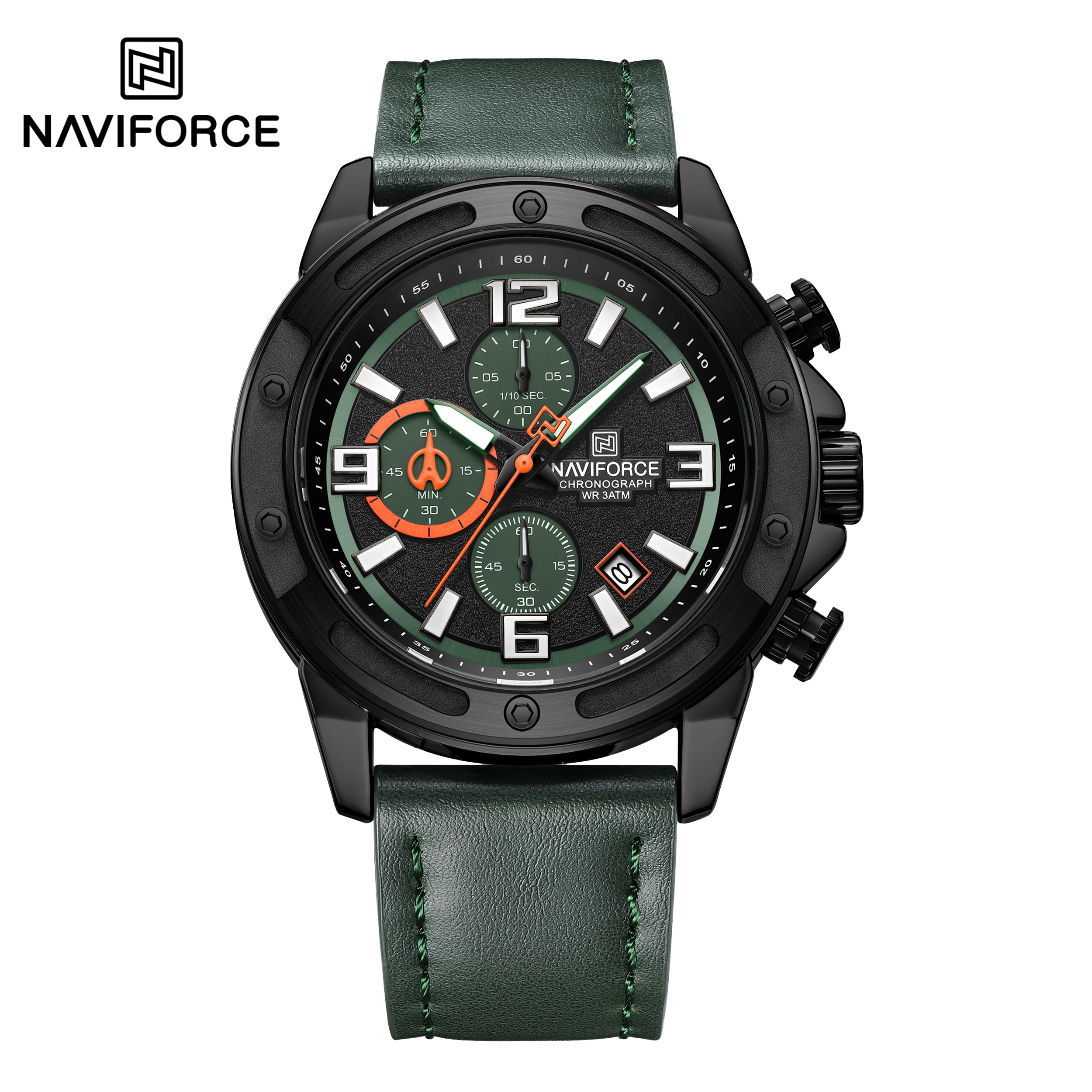 ساعت مچی مردانه نیوی فورس چرمی مدل NAVIFORCE 8074 سبز