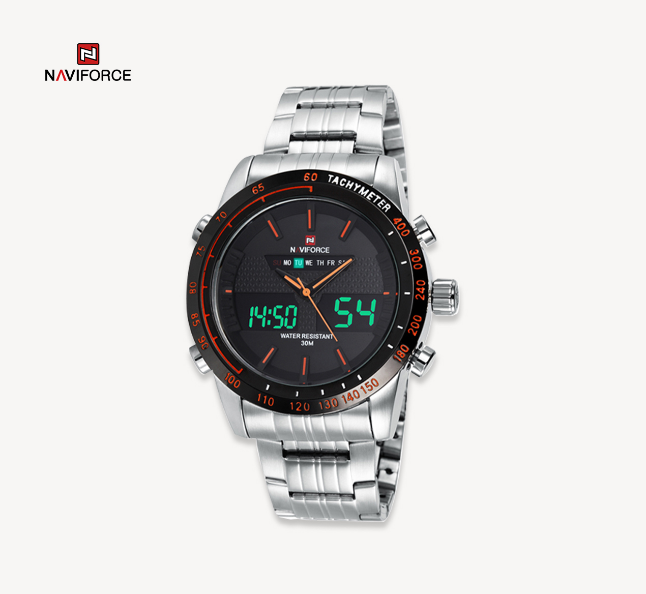 ساعت مچی مردانه نیوی فورس مدل naviforce 9024 نقره ای