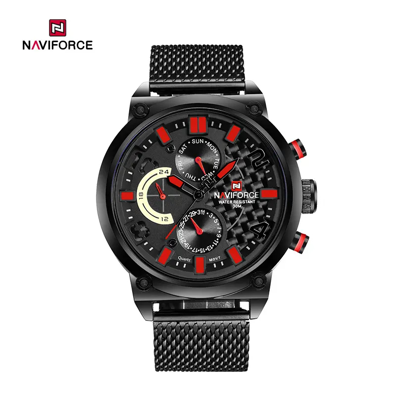 ساعت مچی مردانه نیوی فورس مدل Naviforce 9068 استیل قرمز