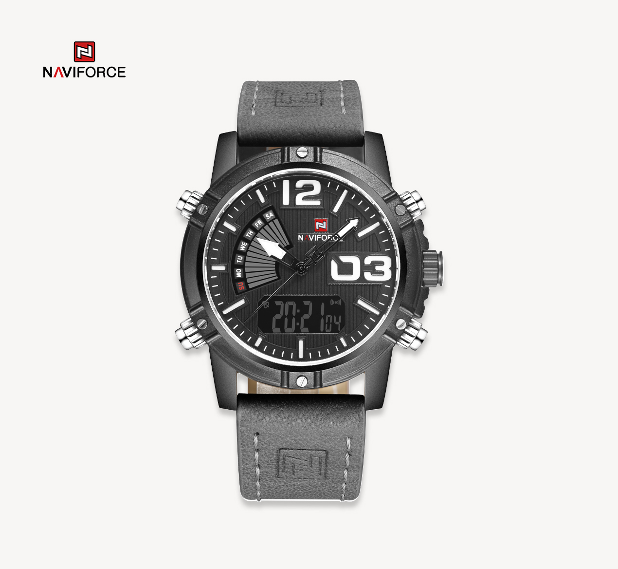 ساعت مچی مردانه نیوی فورس مدل Naviforce 9095 خاکستری