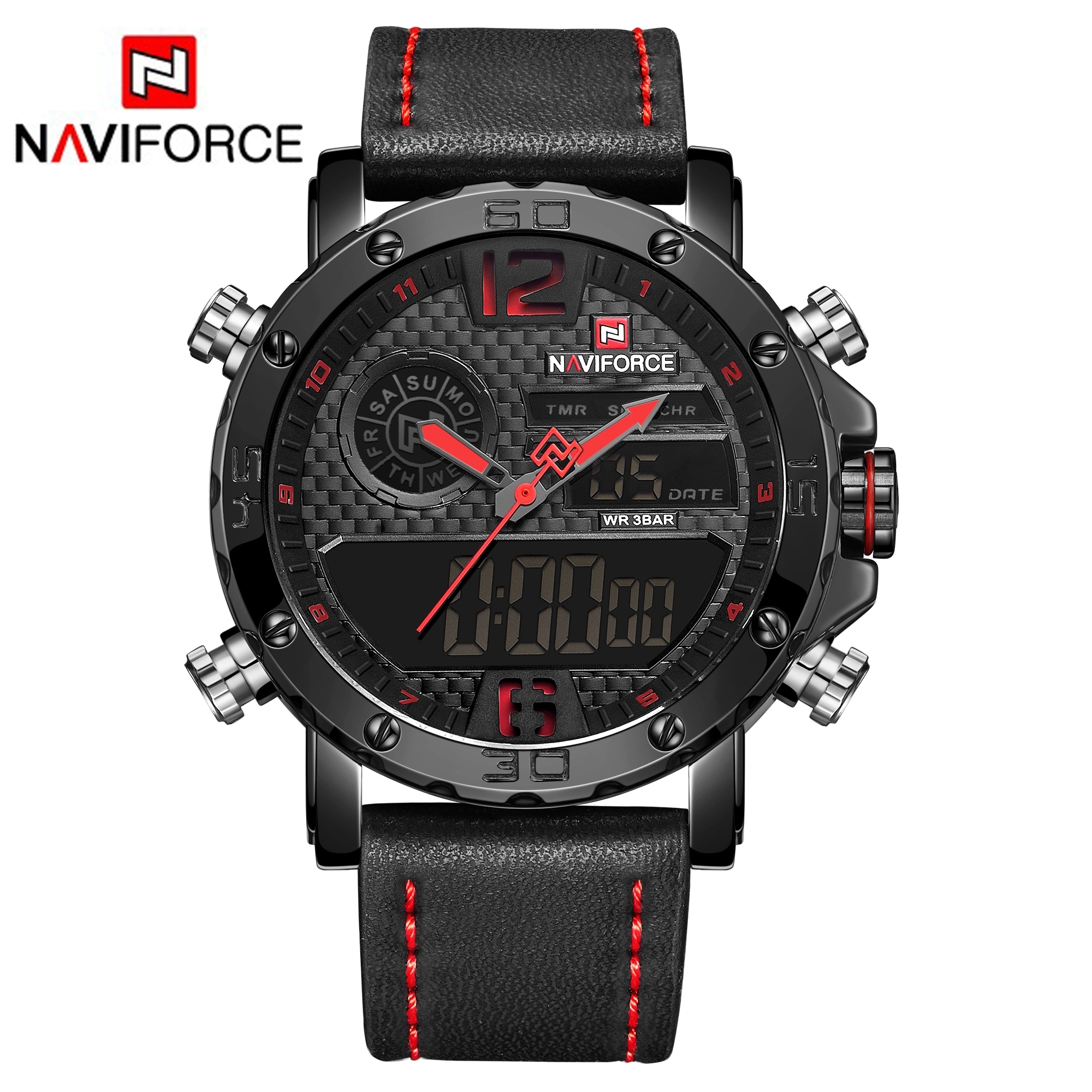 ساعت مچی مردانه نیوی فورس مدل 9134 naviforce مشکی قرمز