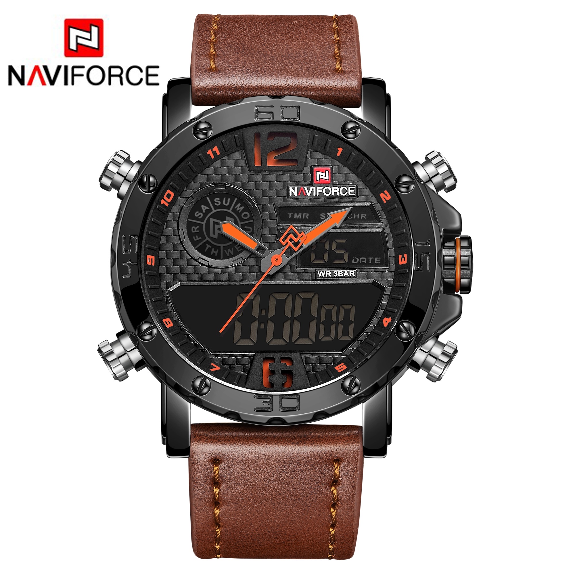 ساعت مچی مردانه نیوی فورس مدل 9134 naviforce مشکی نارنجی