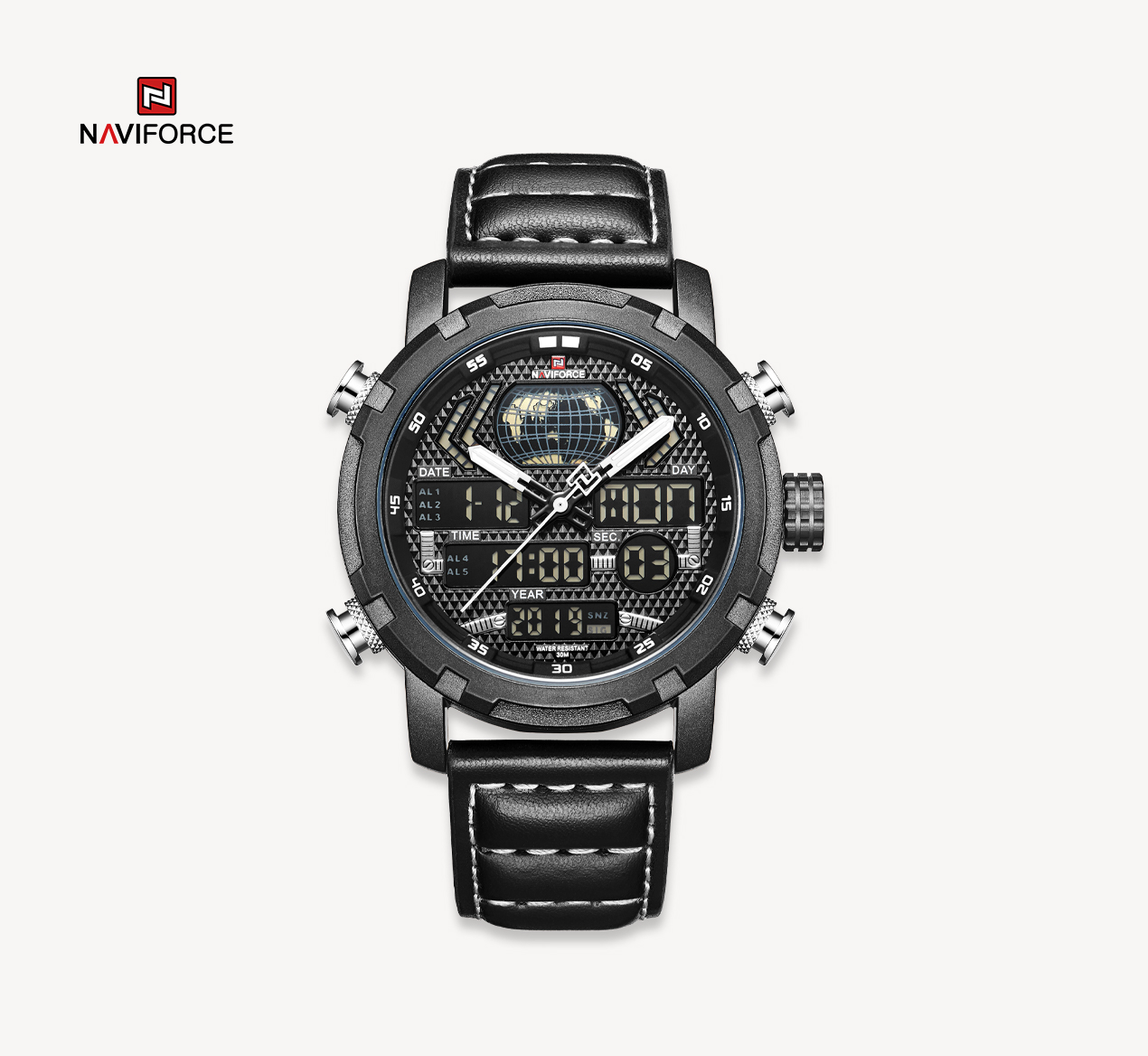 ساعت مچی مردانه نیوی فورس مدل naviforce 9160 مشکی سفید