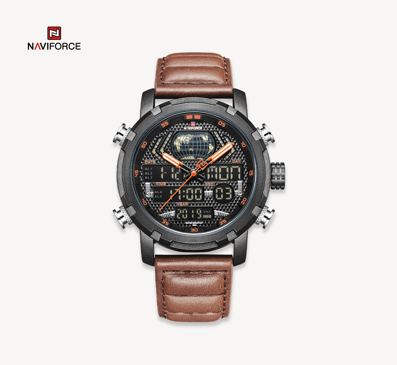 ساعت مچی مردانه نیوی فورس مدل naviforce 9160 قهوه ای