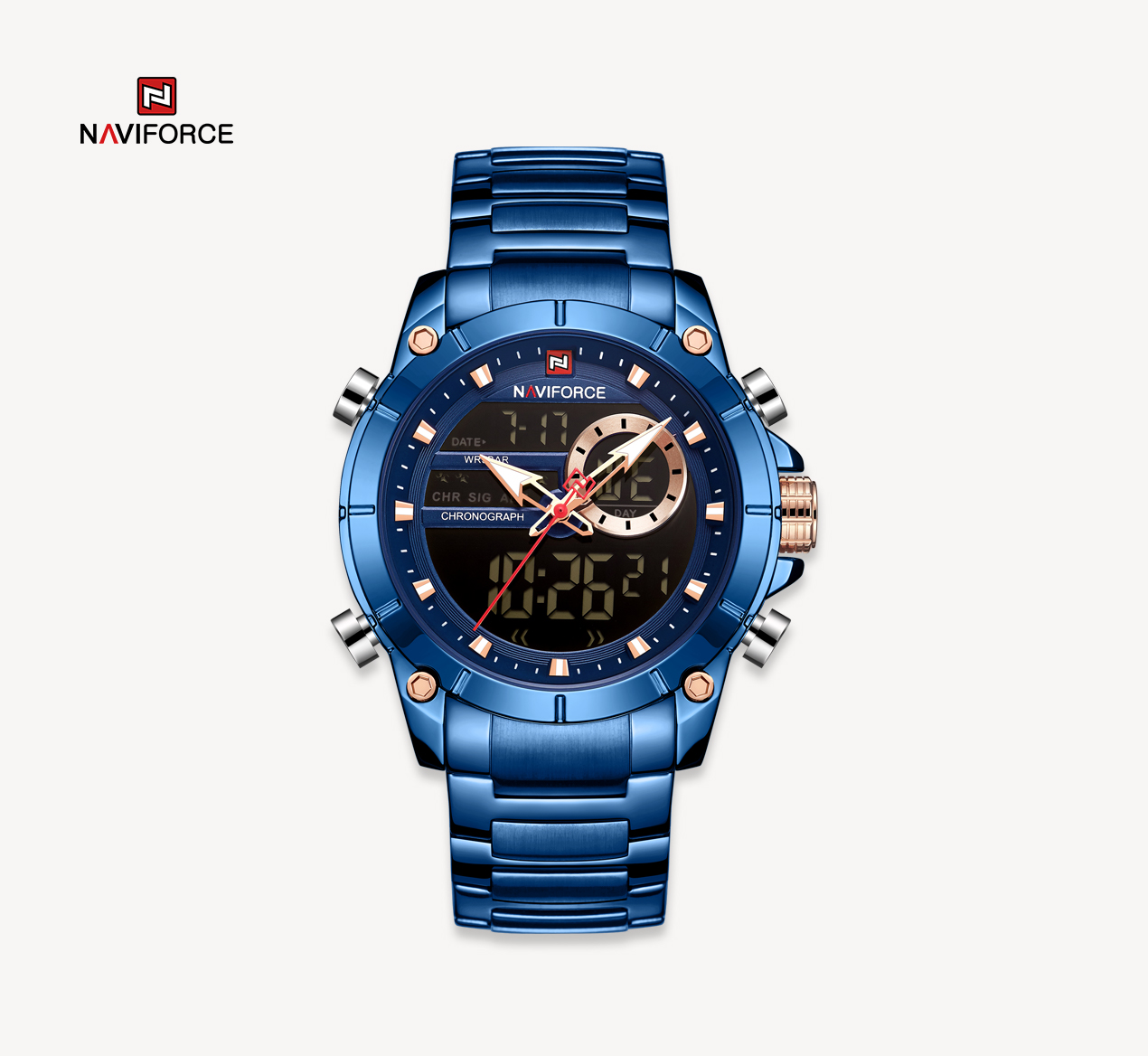 ساعت مچی مردانه نیوی فورس مدل naviforce 9163 آبی