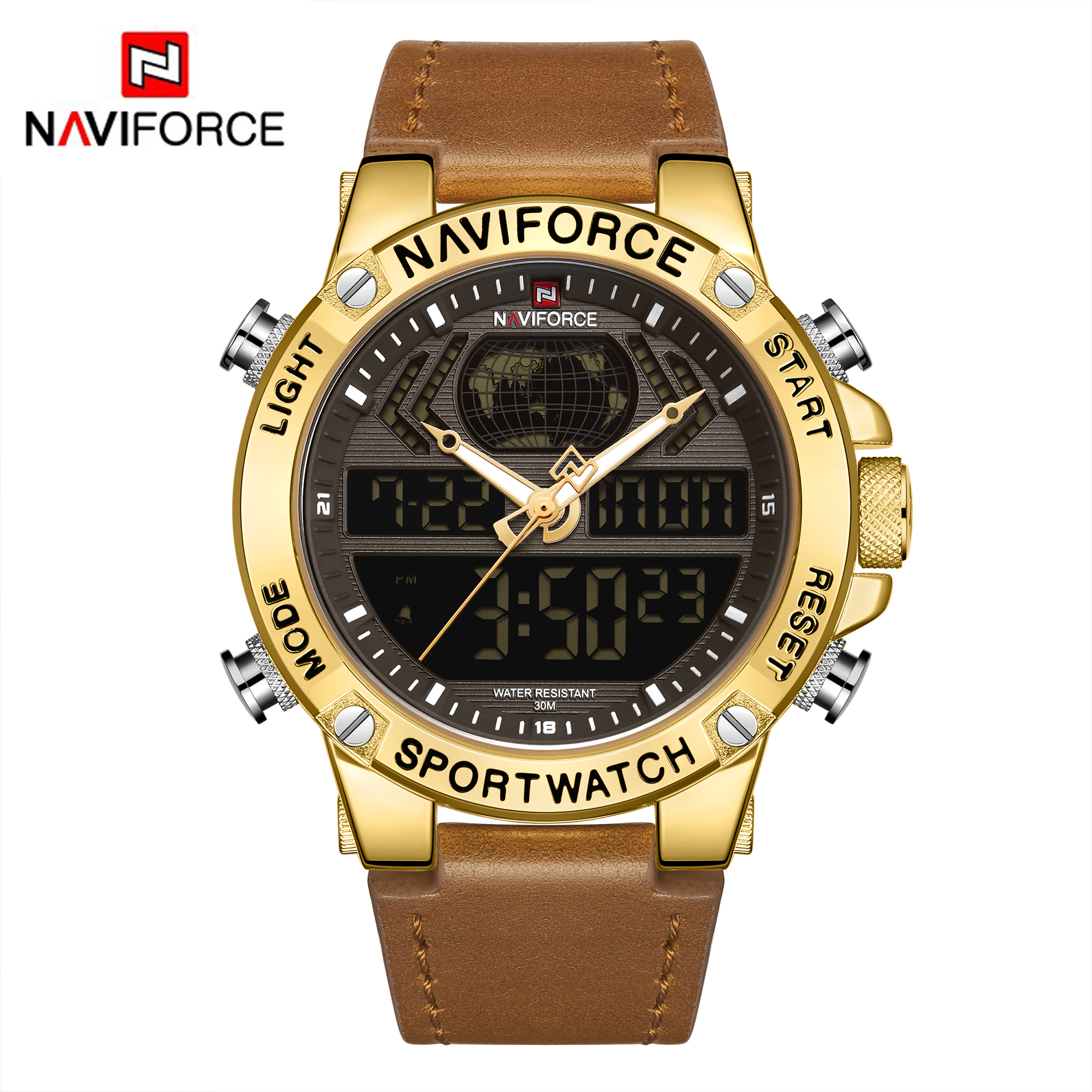 ساعت مچی مردانه نیوی فورس مدل naviforce 9164 طلایی