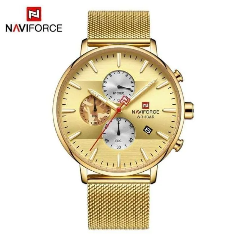 ساعت مچی مردانه نیوی فورس مدل naviforce 9169 طلایی