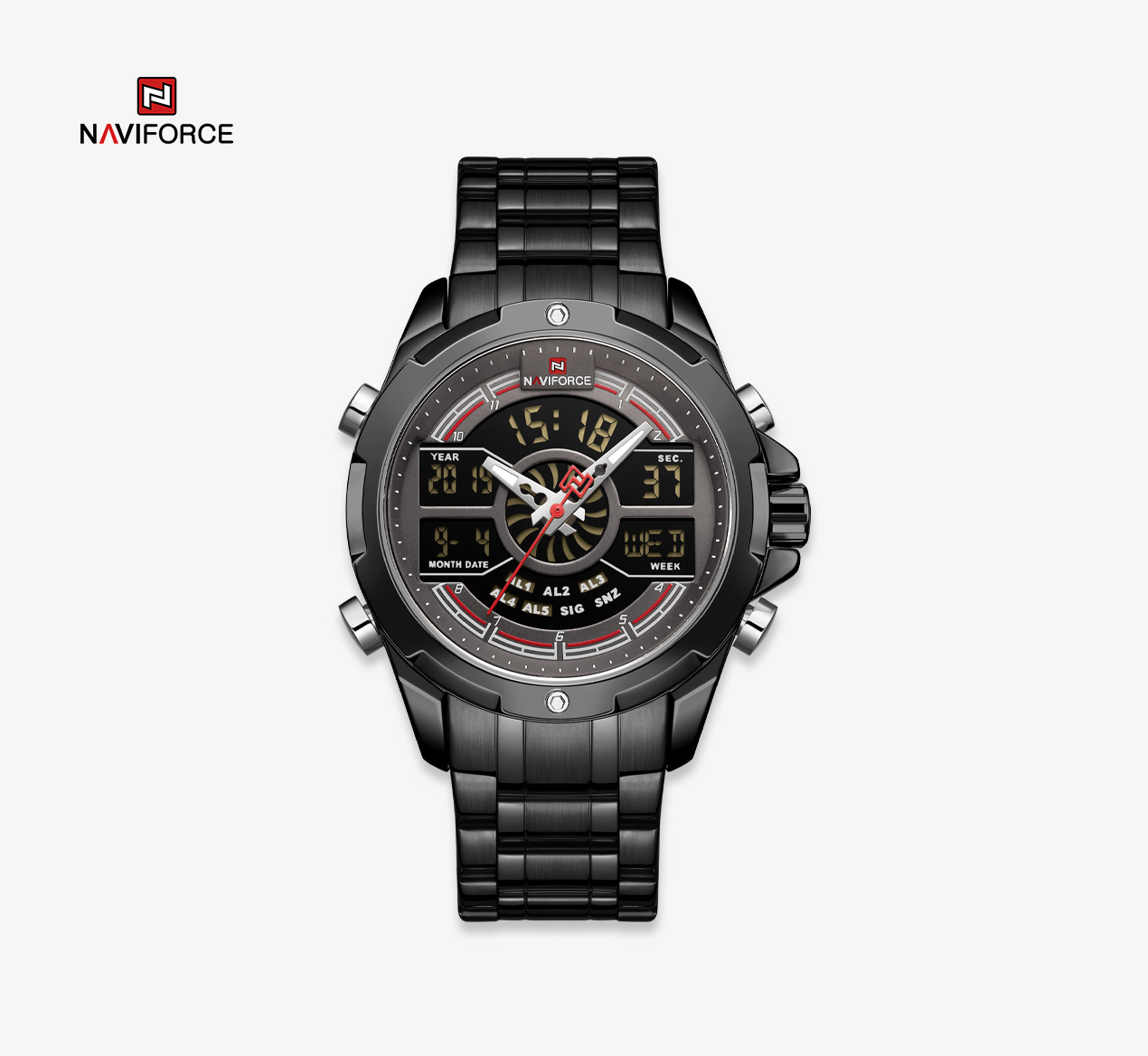 ساعت مچی مردانه نیوی فورس مدل naviforce 9170 مشکی