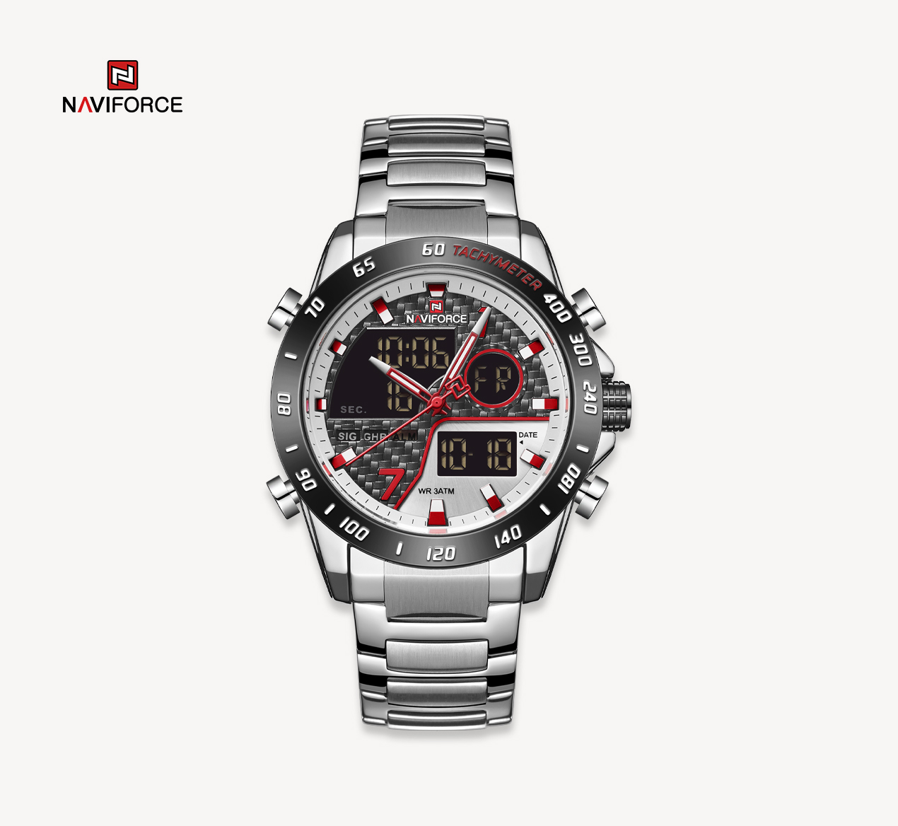 ساعت مچی مردانه نیوی فورس مدل naviforce 9171 نقره ای