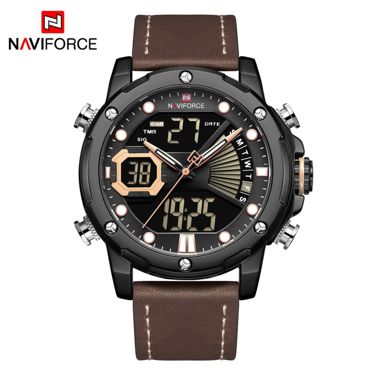 ساعت مچی مردانه نیوی فورس چرمی مدل Naviforce 9172 مشکی زرد