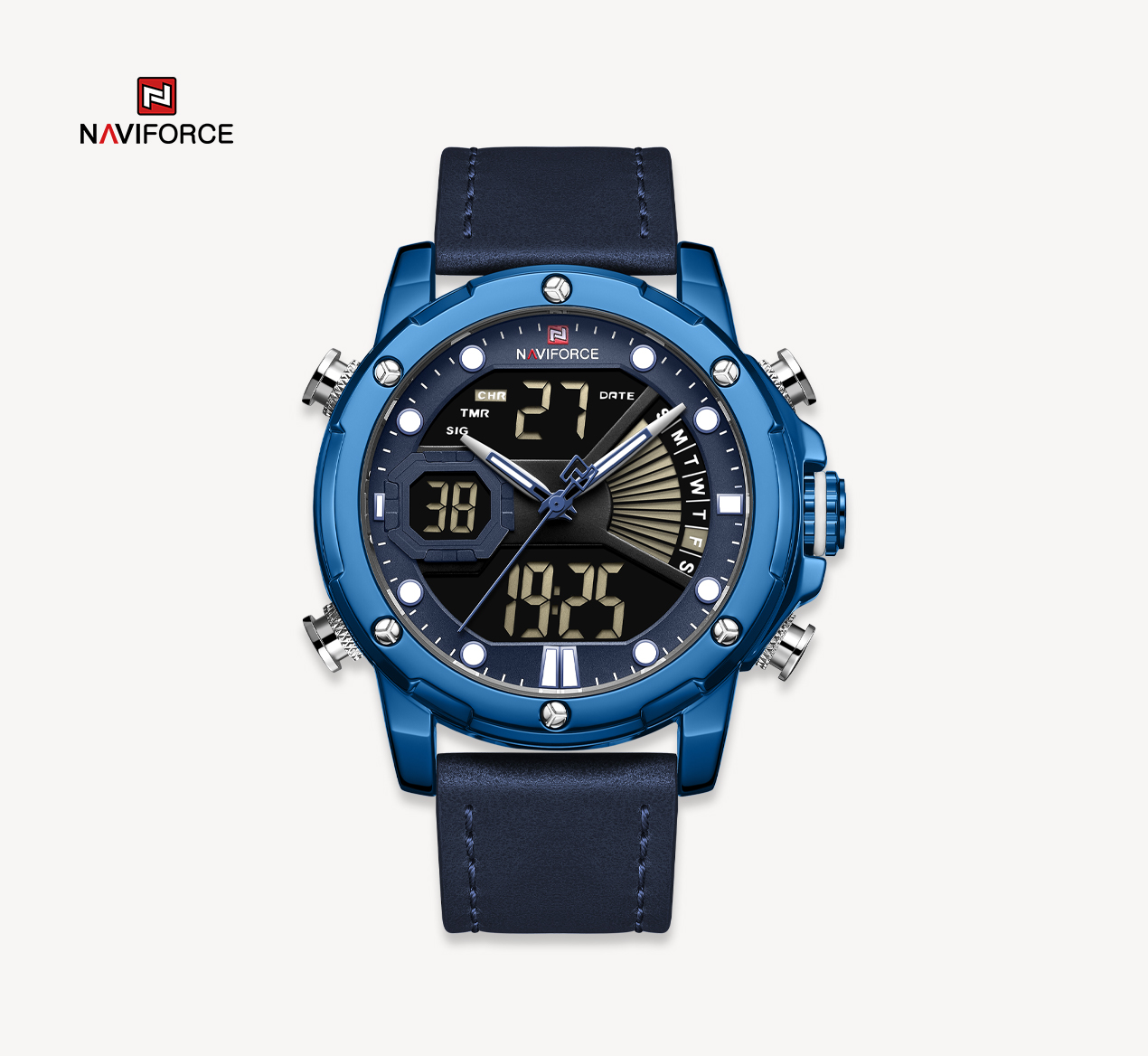 ساعت مچی مردانه نیوی فورس چرمی مدل Naviforce 9172 آبی
