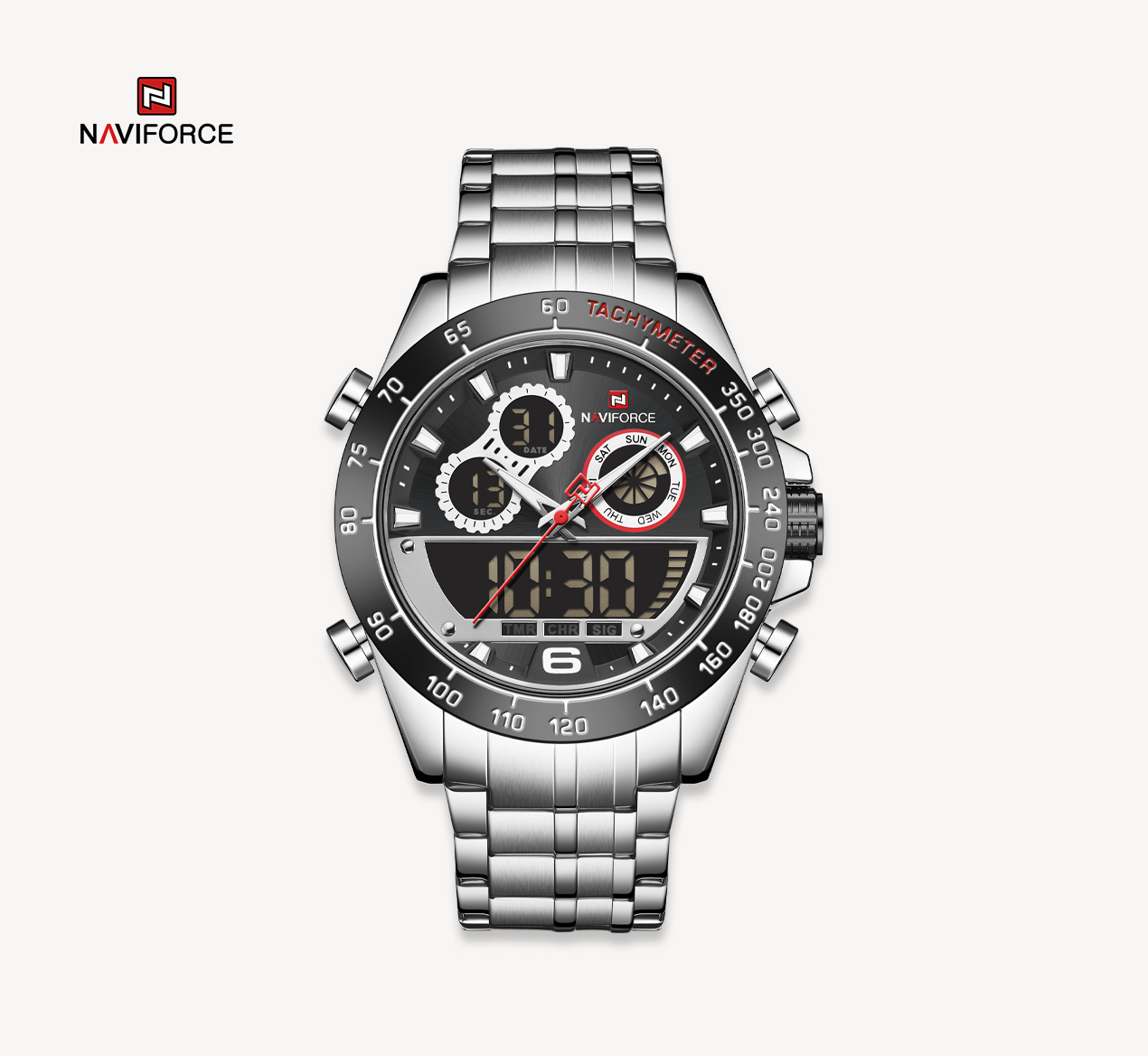 ساعت مچی مردانه نیوی فورس استیل مدل naviforce 9188 نقره ای