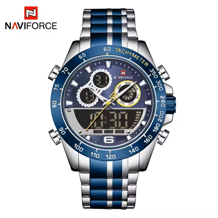 ساعت مچی مردانه نیوی فورس استیل مدل naviforce 9188 نقره ای آبی