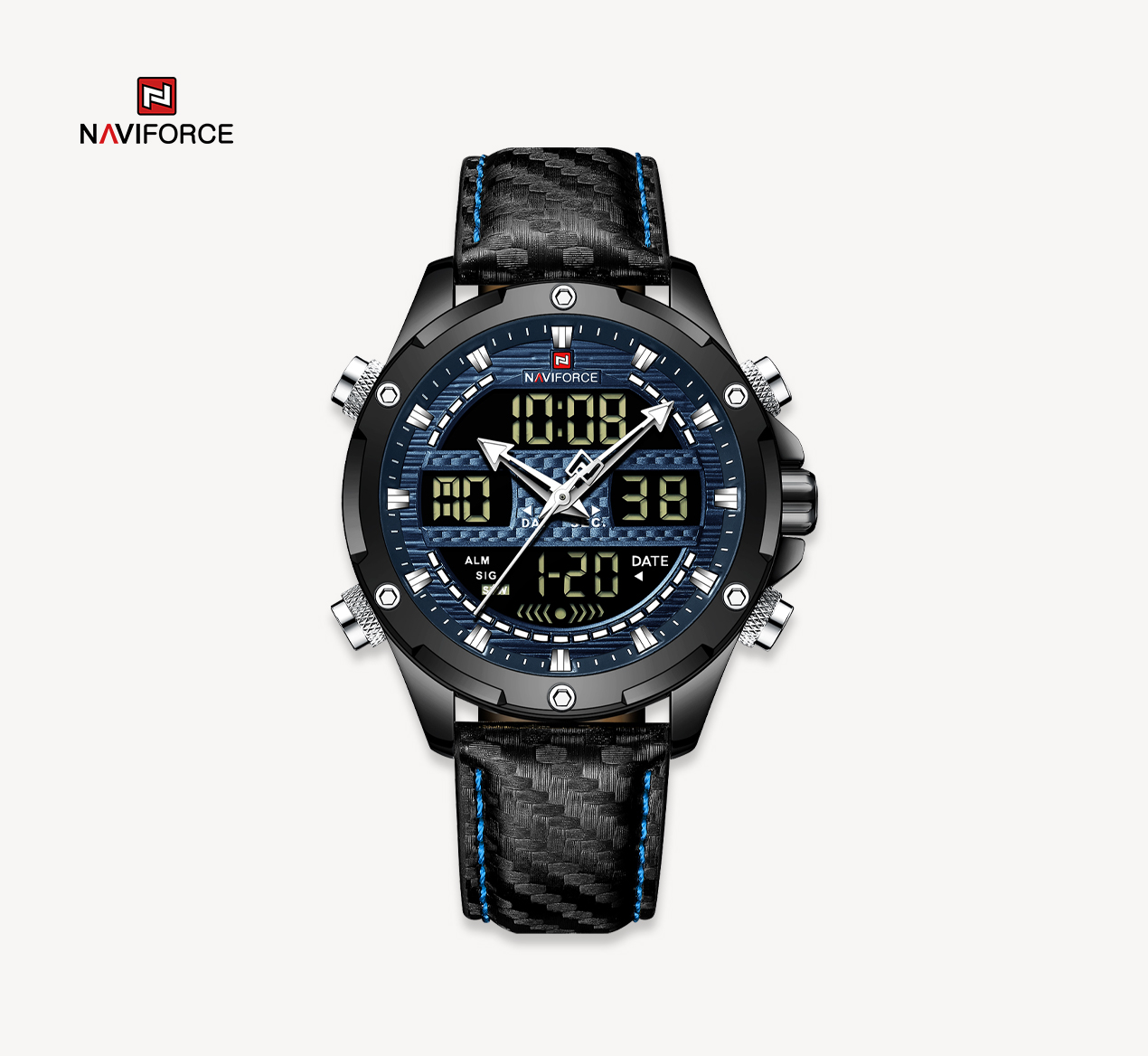 ساعت مچی مردانه نیوی فورس مدل naviforce 9194 آبی مشکی