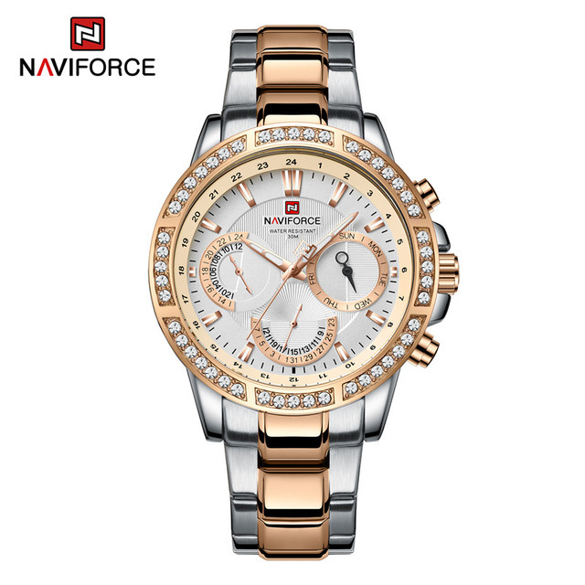 ساعت مچی مردانه نیوی فورس مدل naviforce 9196 رزگلد سفید