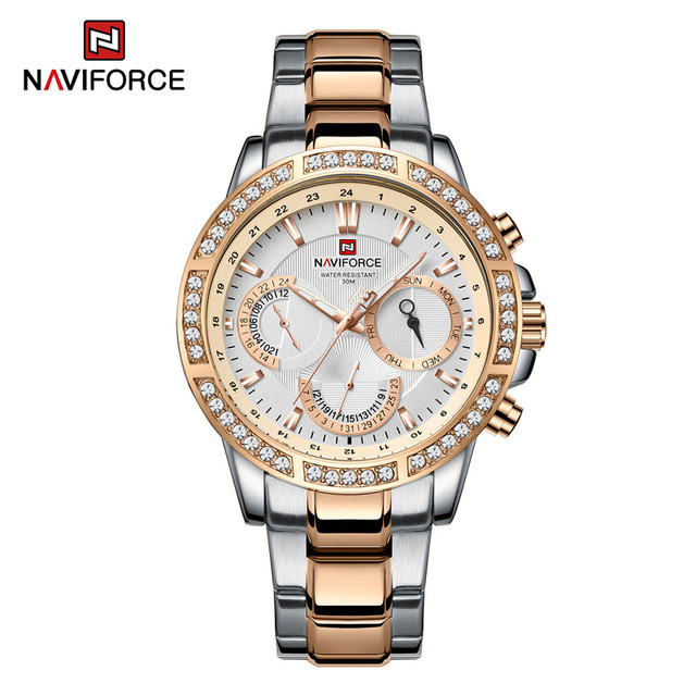 ساعت مچی مردانه نیوی فورس مدل naviforce 9196 رزگلد سفید