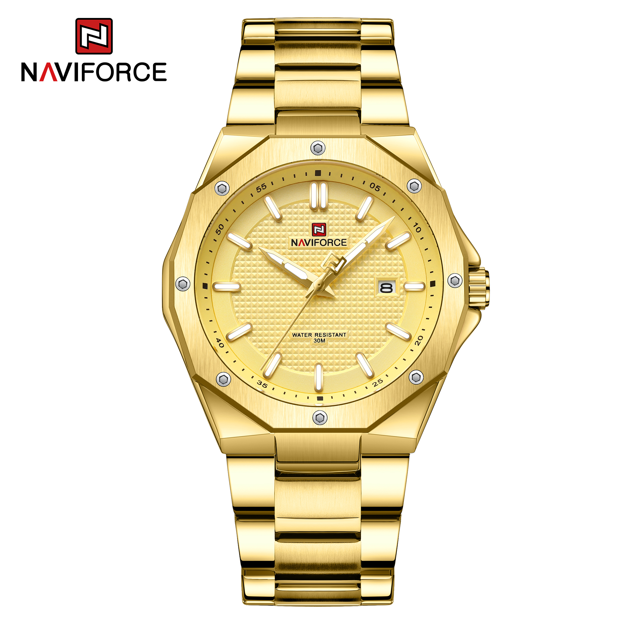 ساعت مچی مردانه استیل نیوی فورس مدل Naviforce 9200 طلایی