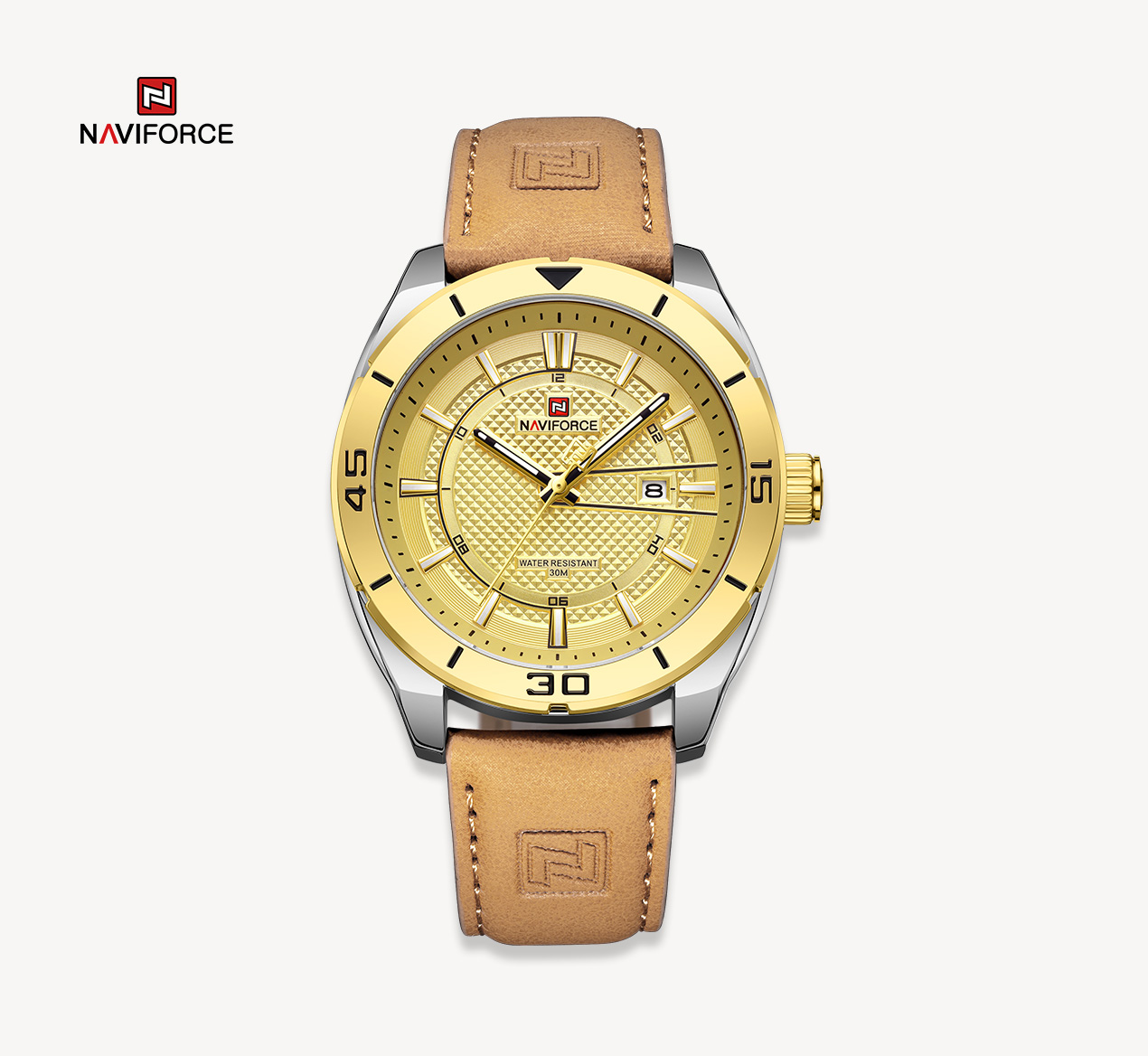 ساعت مچی مردانه نیوی فورس مدل naviforce 9209 نقره ای طلایی