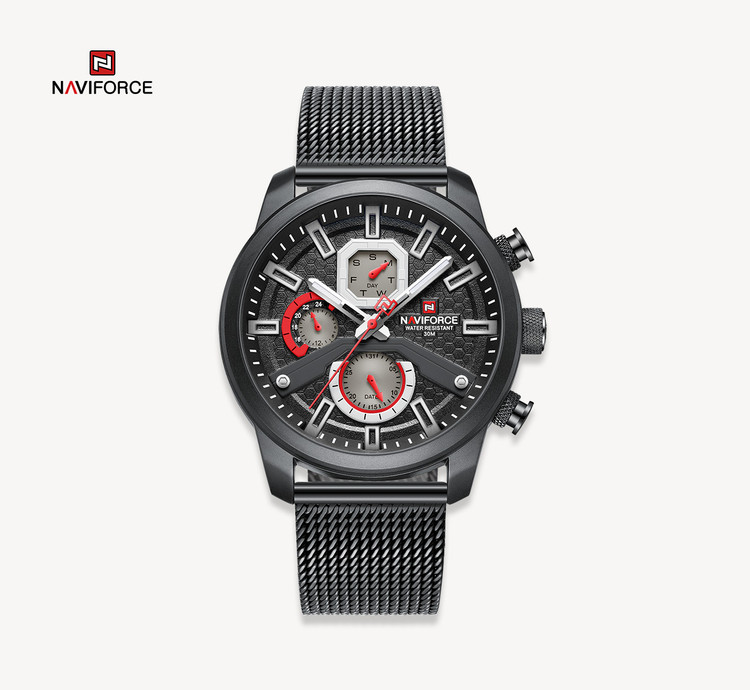 ساعت مچی مردانه نیوی فورس مدل naviforce 9211 استیل مشکی