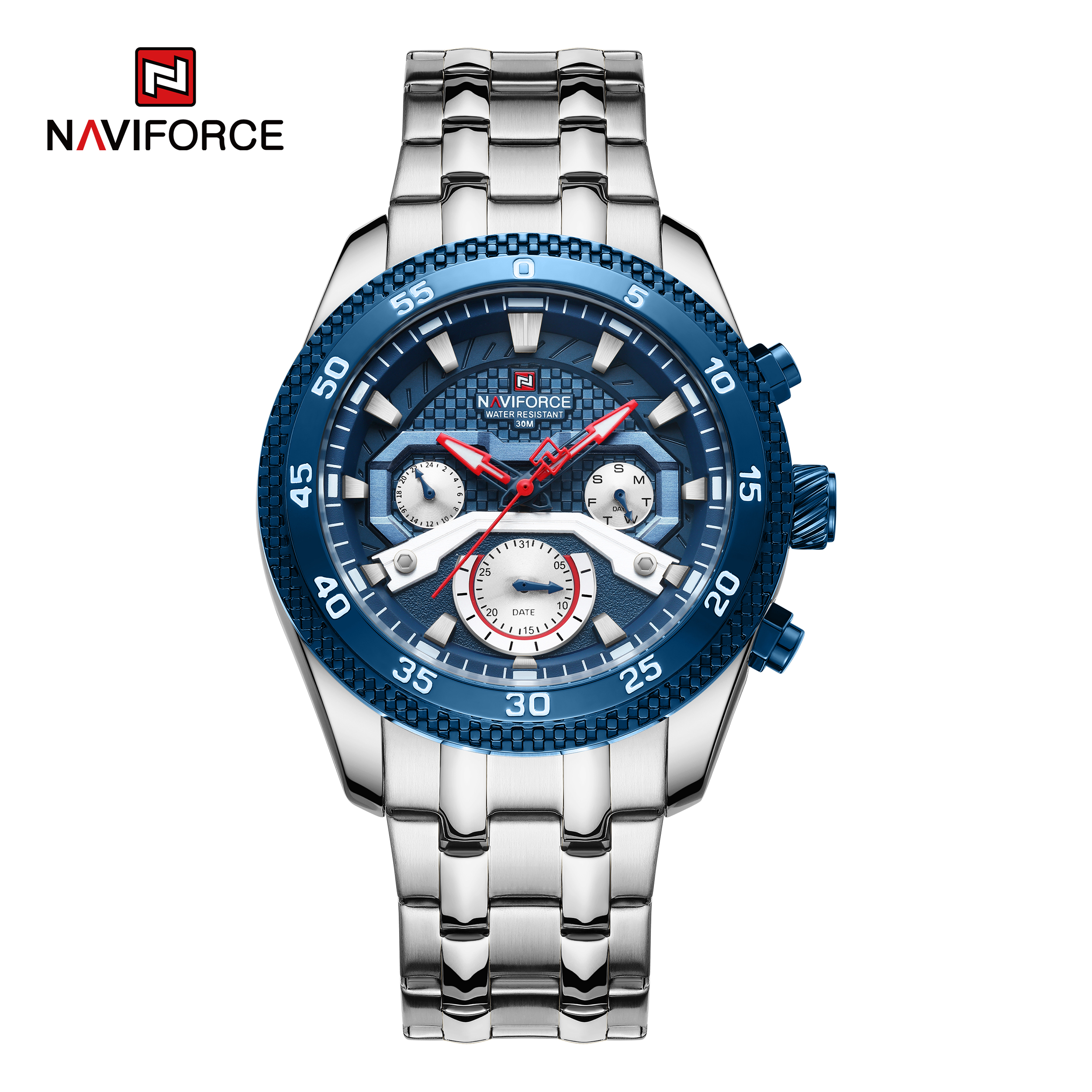 ساعت مچی مردانه نیوی فورس استیل مدل Naviforce 9222 نقره ای آبی