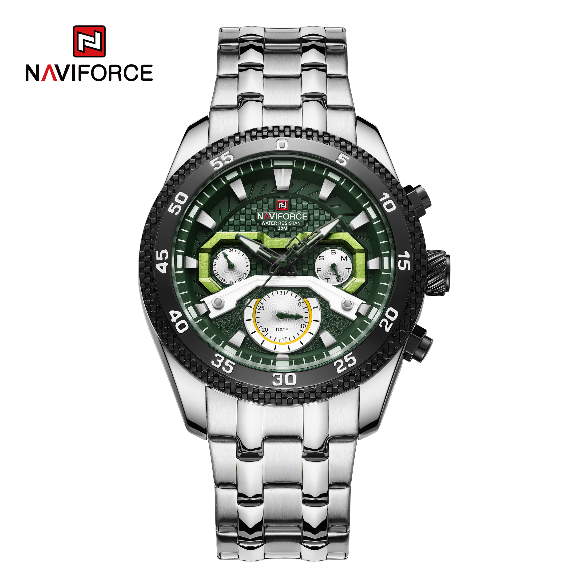 ساعت مچی مردانه نیوی فورس استیل مدل Naviforce 9222 نقره ای سبز